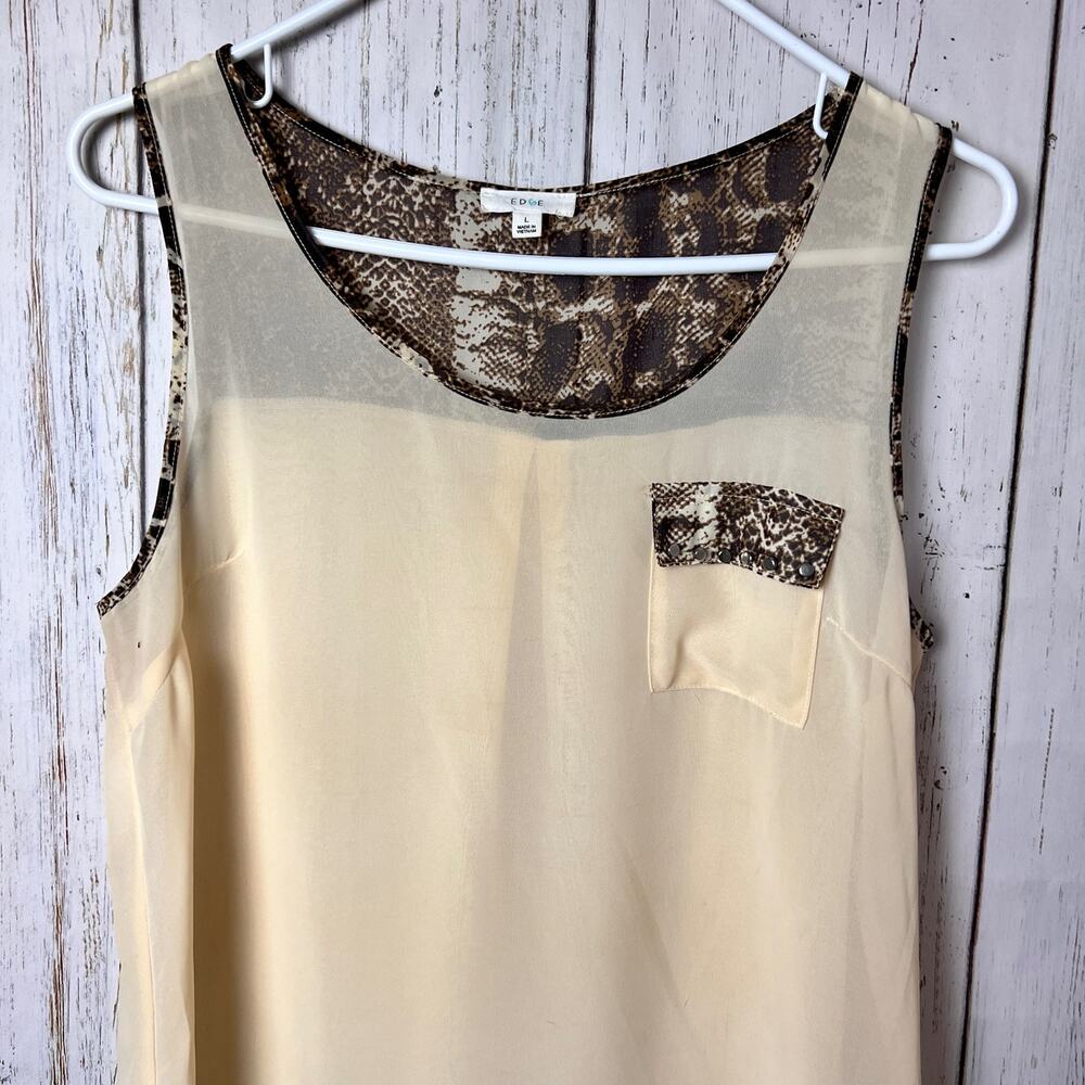 Edge Women's Sleeveless Dressy Flowy Tank Sz L - Picture 7 of 9